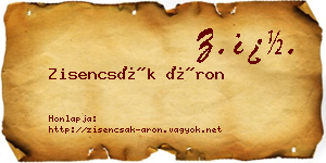 Zisencsák Áron névjegykártya